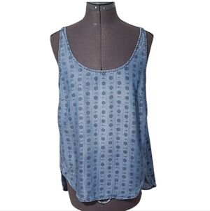 M Velvet Heart Tencel Light Blue Patterned Tank Top Lyocell